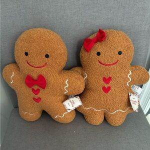 Gingerbread boy and girl decorative throw pillow nwt